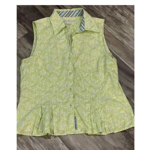 Tommy Hilfiger Green Floral Swirl Top Plus Size womens 14 vintage